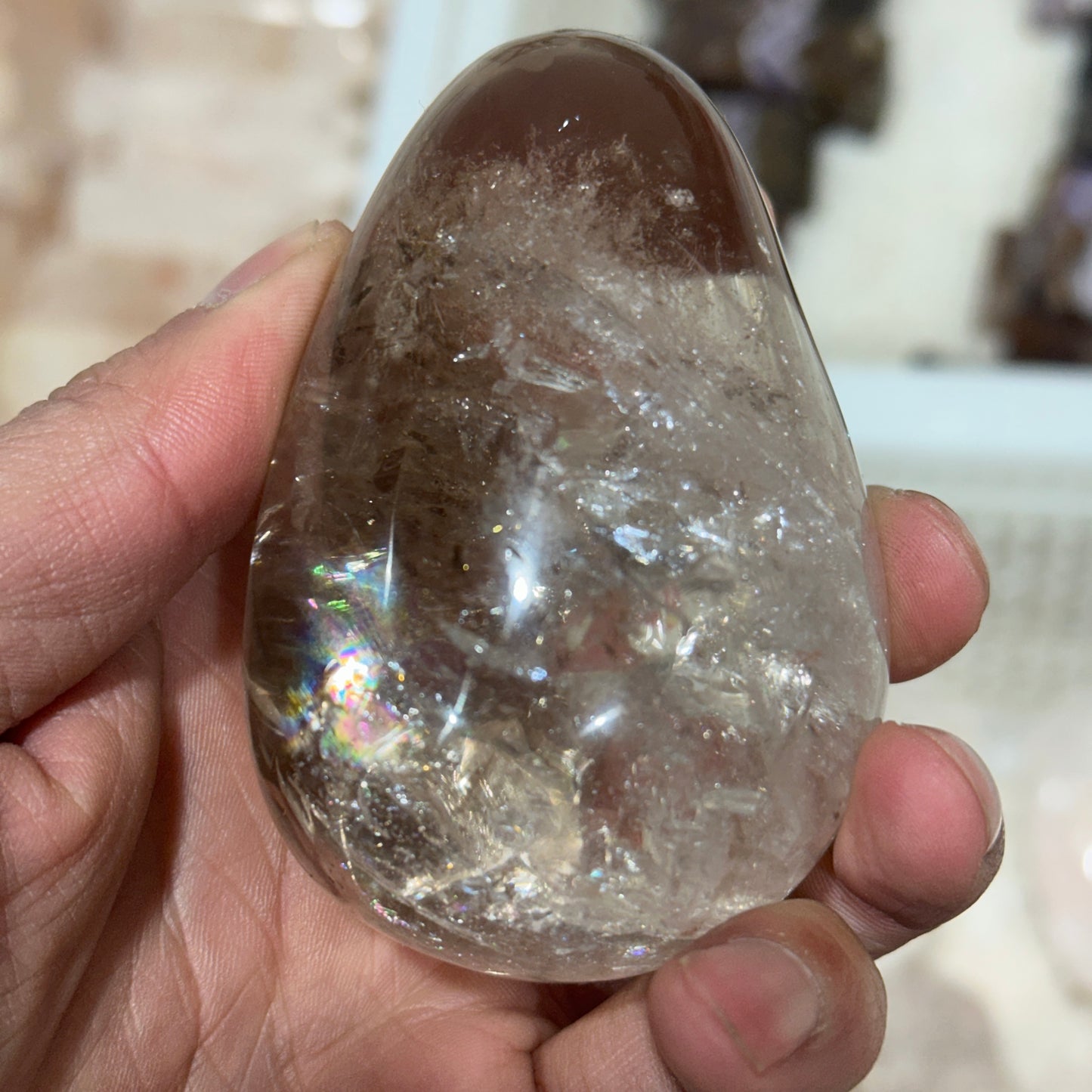 Natural White Quartz Egg Shape Crystal Decor Object