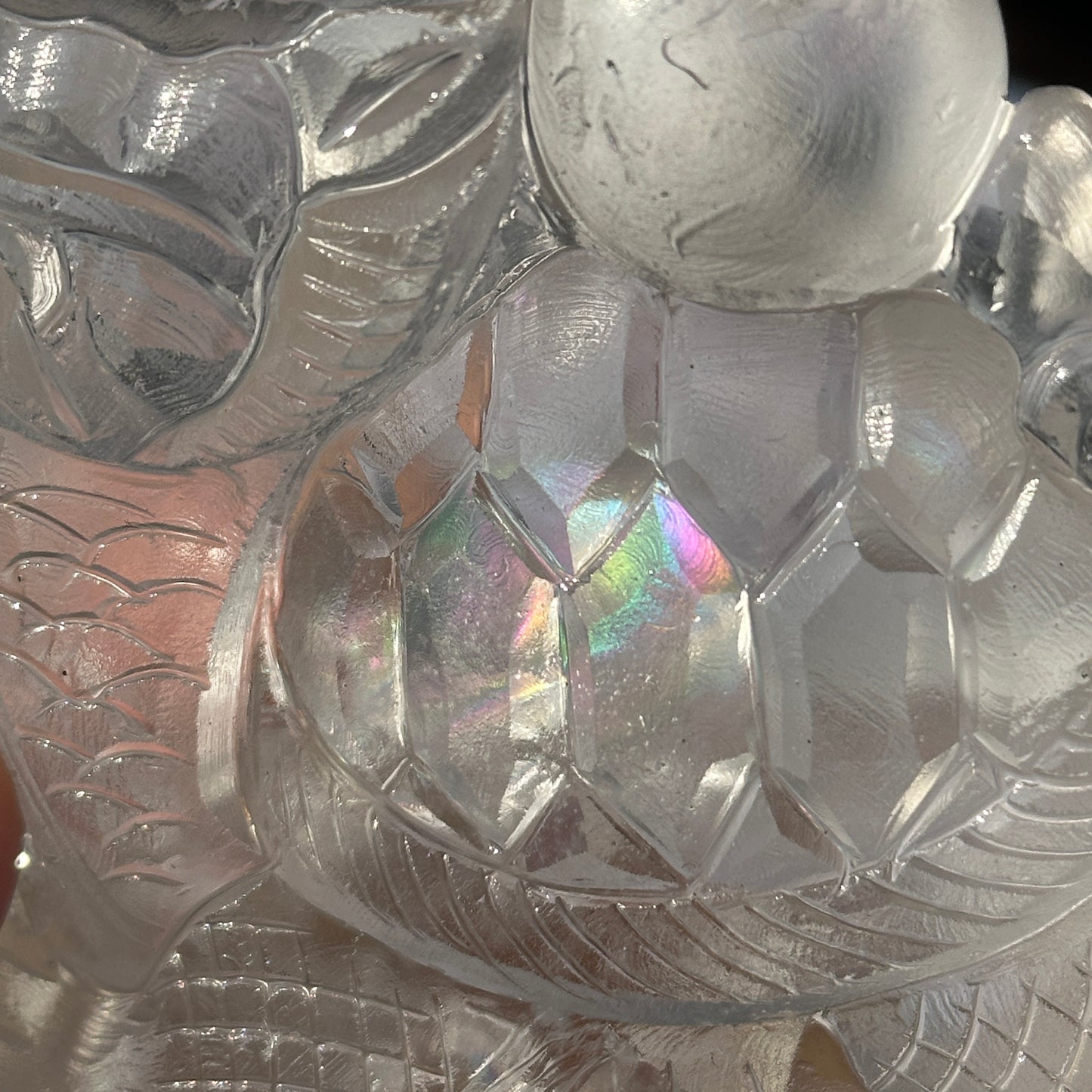 Natural White Quartz Dragon Turtle Crystal Decor Object with Rainbow