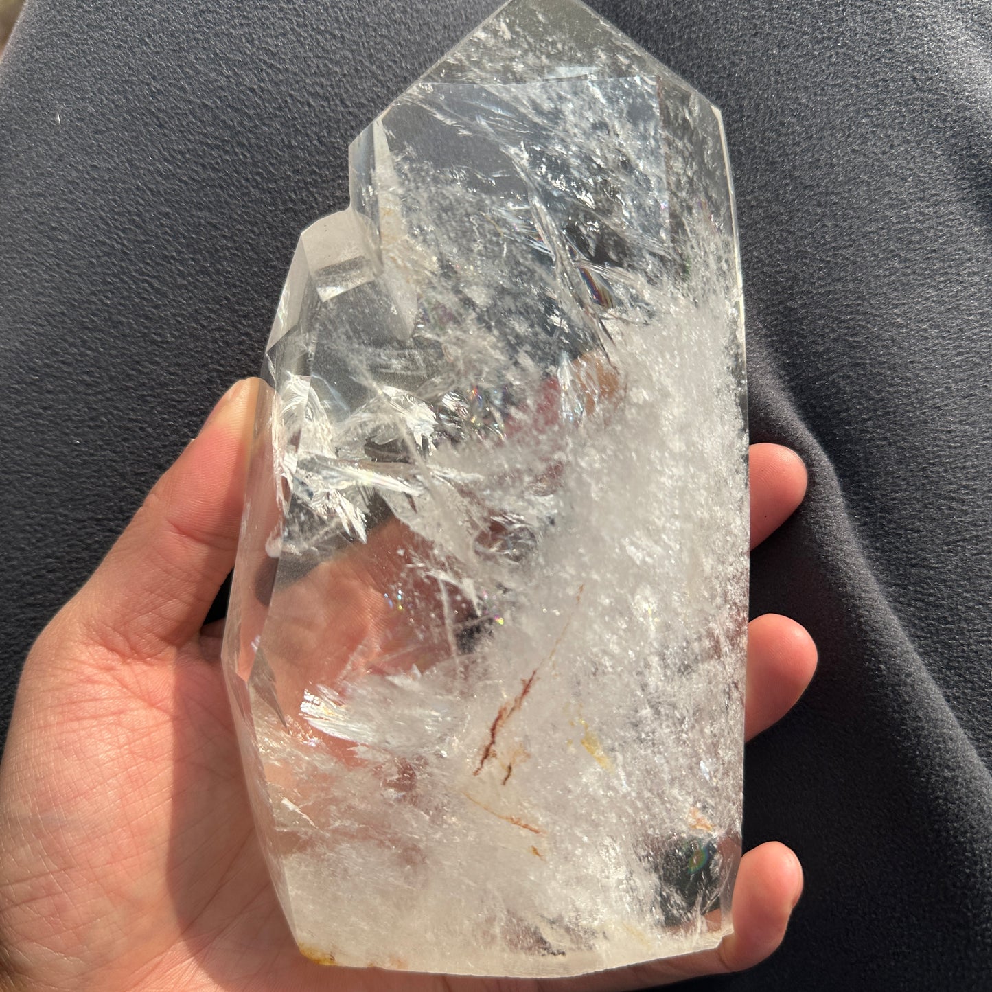 Natural White Quartz Crystal Tower Decor Object