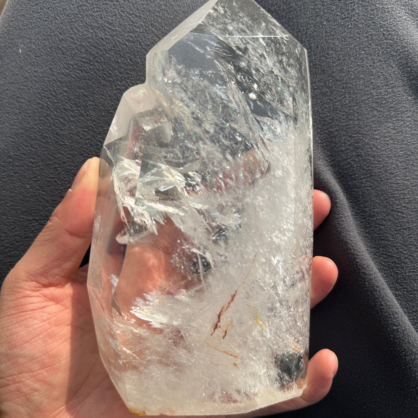 Natural White Quartz Crystal Tower Decor Object