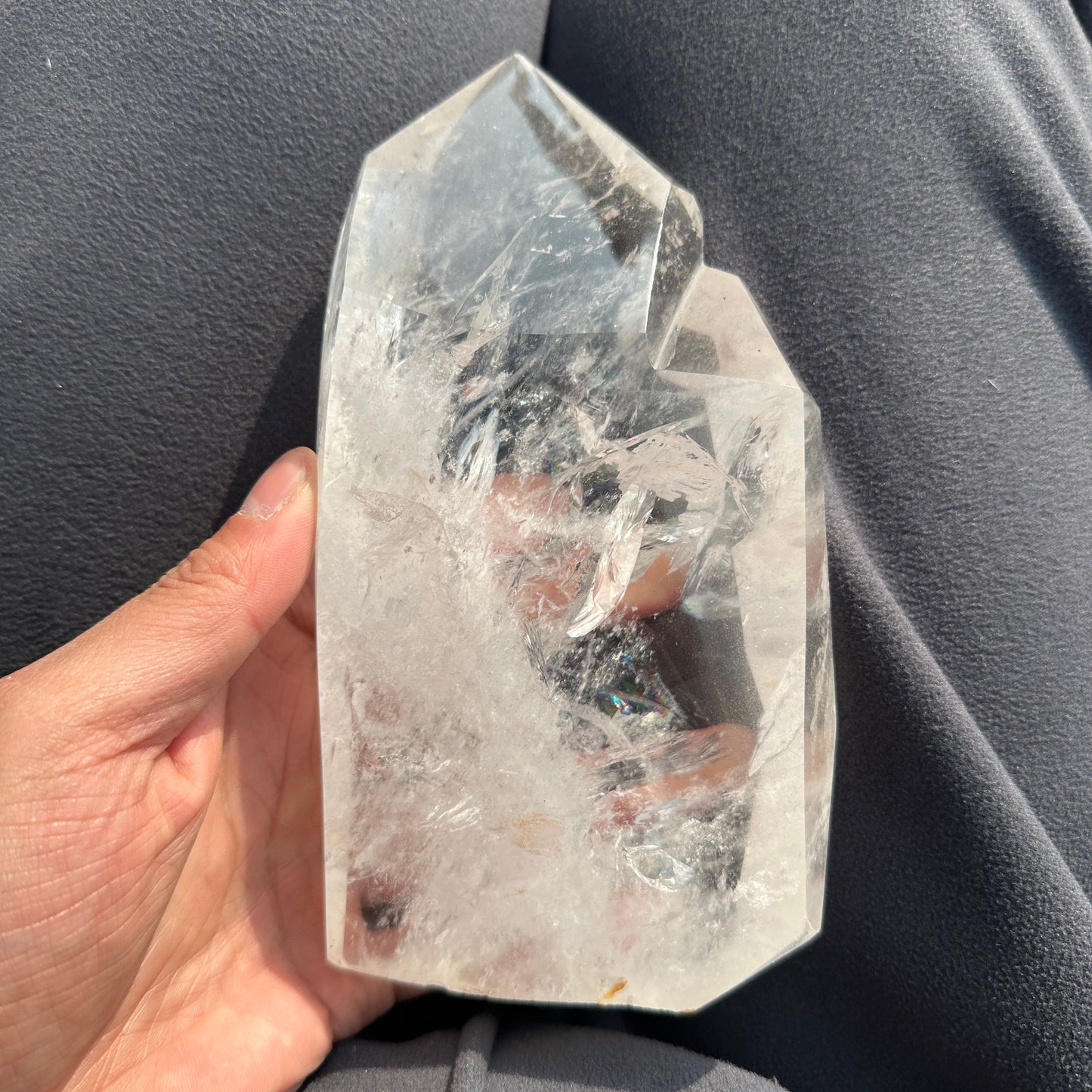 Natural White Quartz Crystal Tower Decor Object