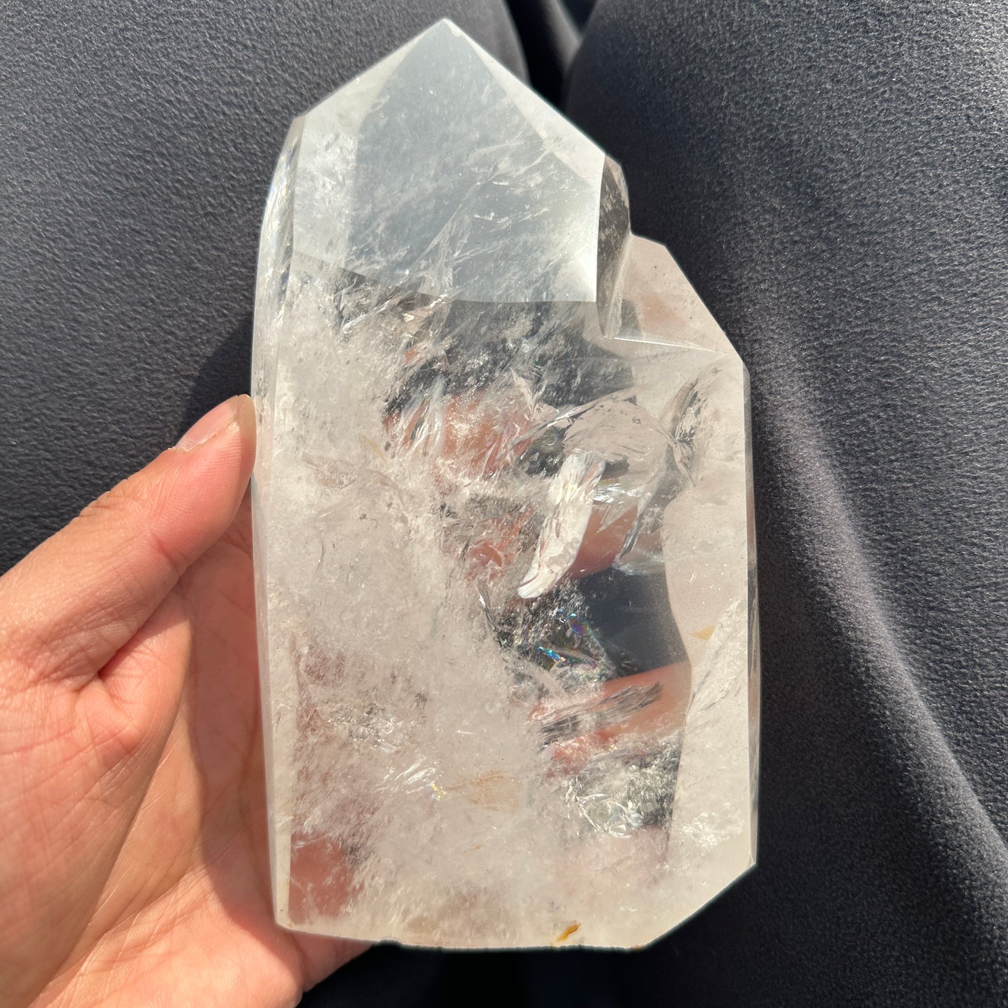 Natural White Quartz Crystal Tower Decor Object