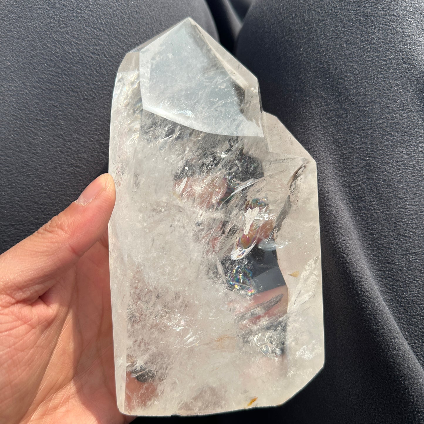 Natural White Quartz Crystal Tower Decor Object