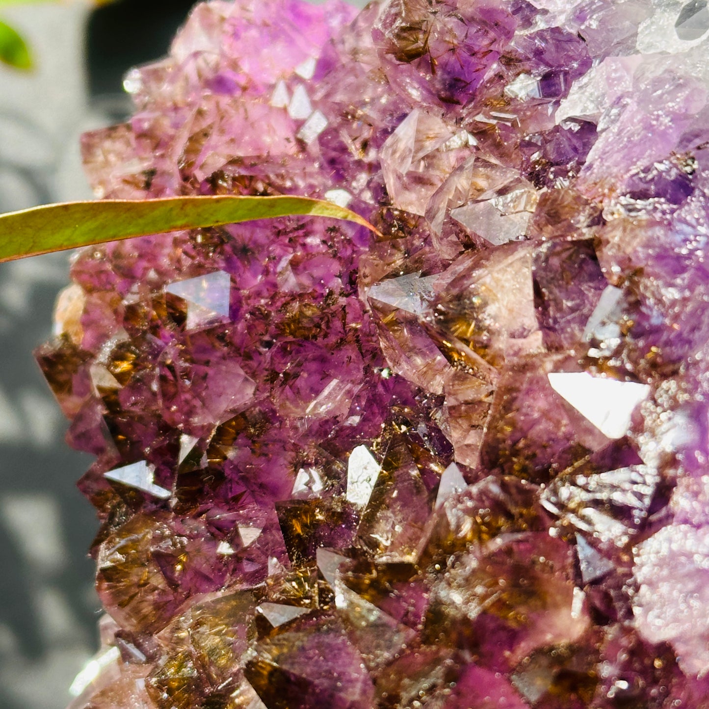Uruguayan Amethyst Titanium Crystal Raw Stone Decor Object