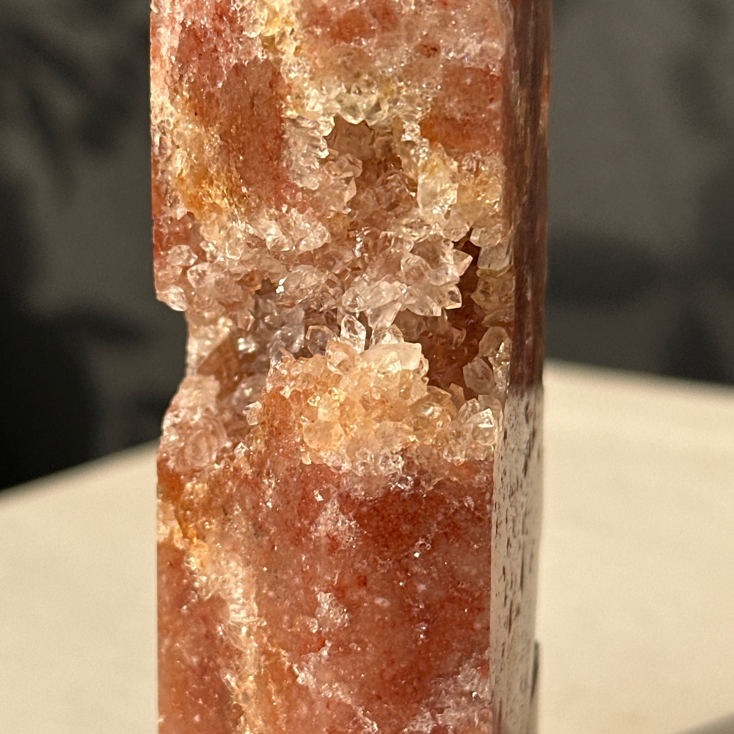 Brazilian Pink Amethyst Crystal Geode Natural Stone Decor Object