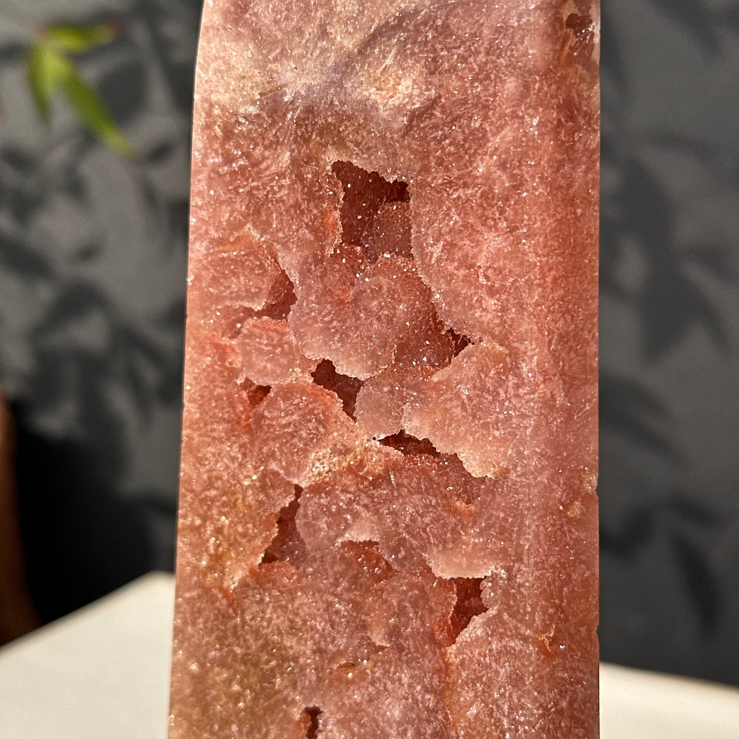 Brazilian Pink Amethyst Crystal Geode Natural Stone Decor Object