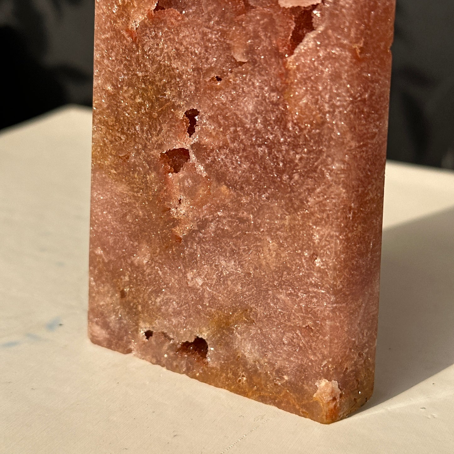 Brazilian Pink Amethyst Crystal Geode Natural Stone Decor Object
