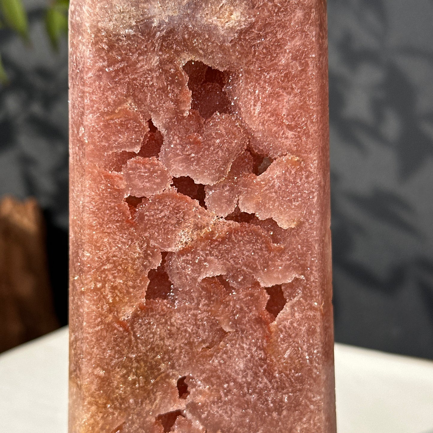 Brazilian Pink Amethyst Crystal Geode Natural Stone Decor Object