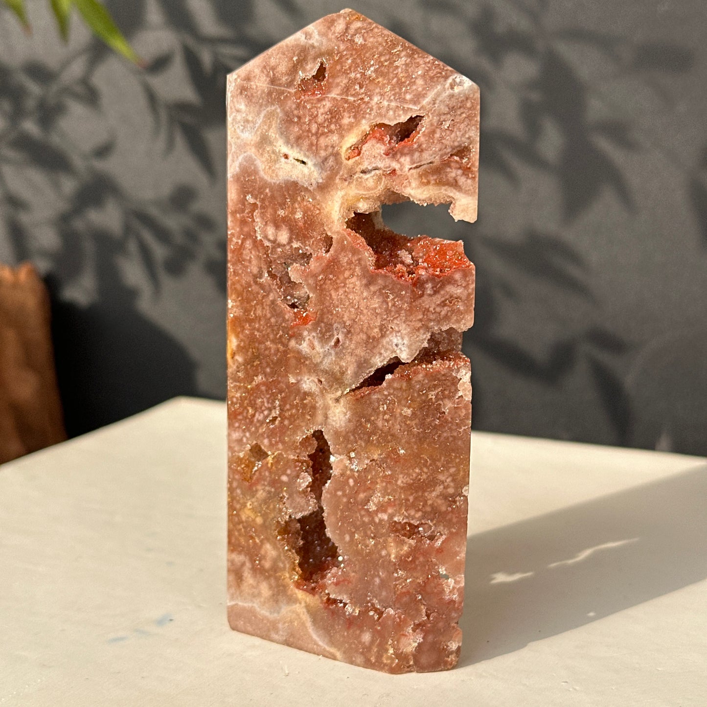 Brazilian Pink Amethyst Crystal Geode Natural Stone Decor Object