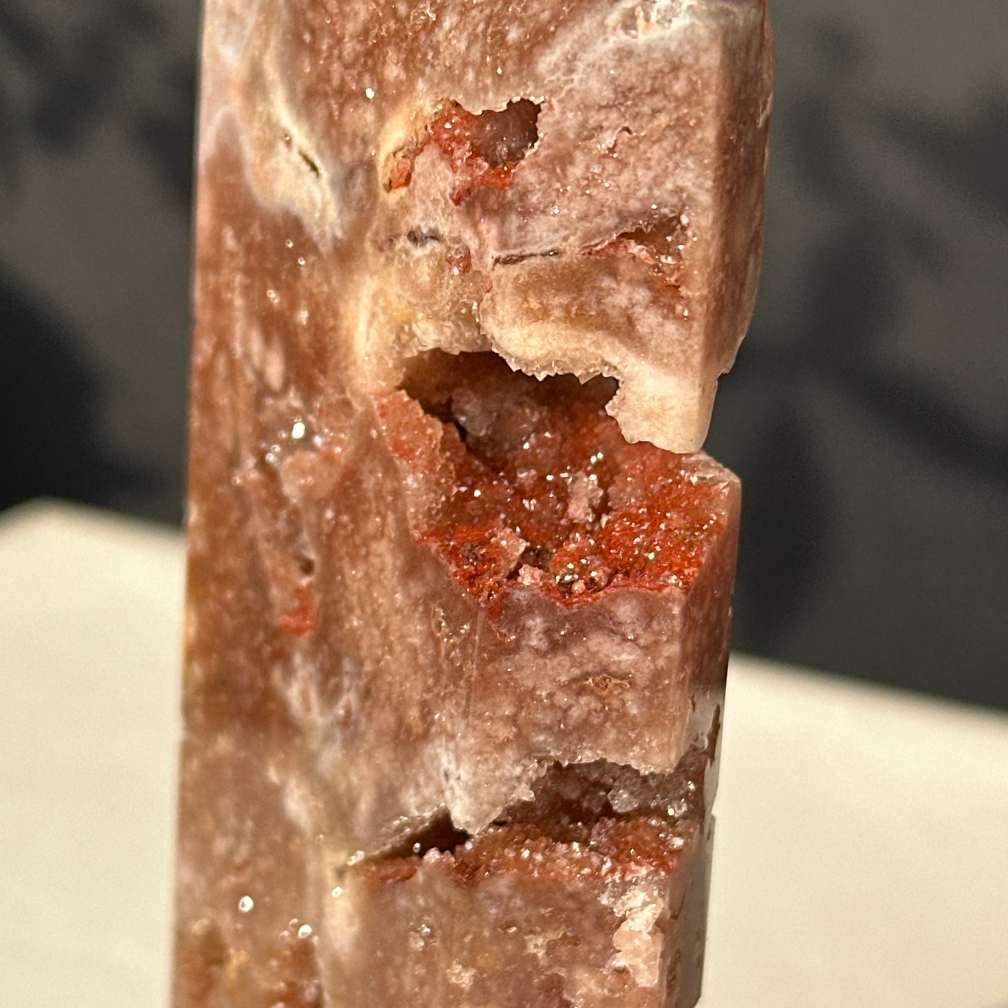 Brazilian Pink Amethyst Crystal Geode Natural Stone Decor Object