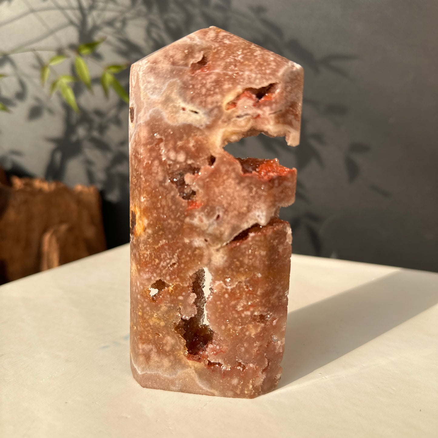 Brazilian Pink Amethyst Crystal Geode Natural Stone Decor Object