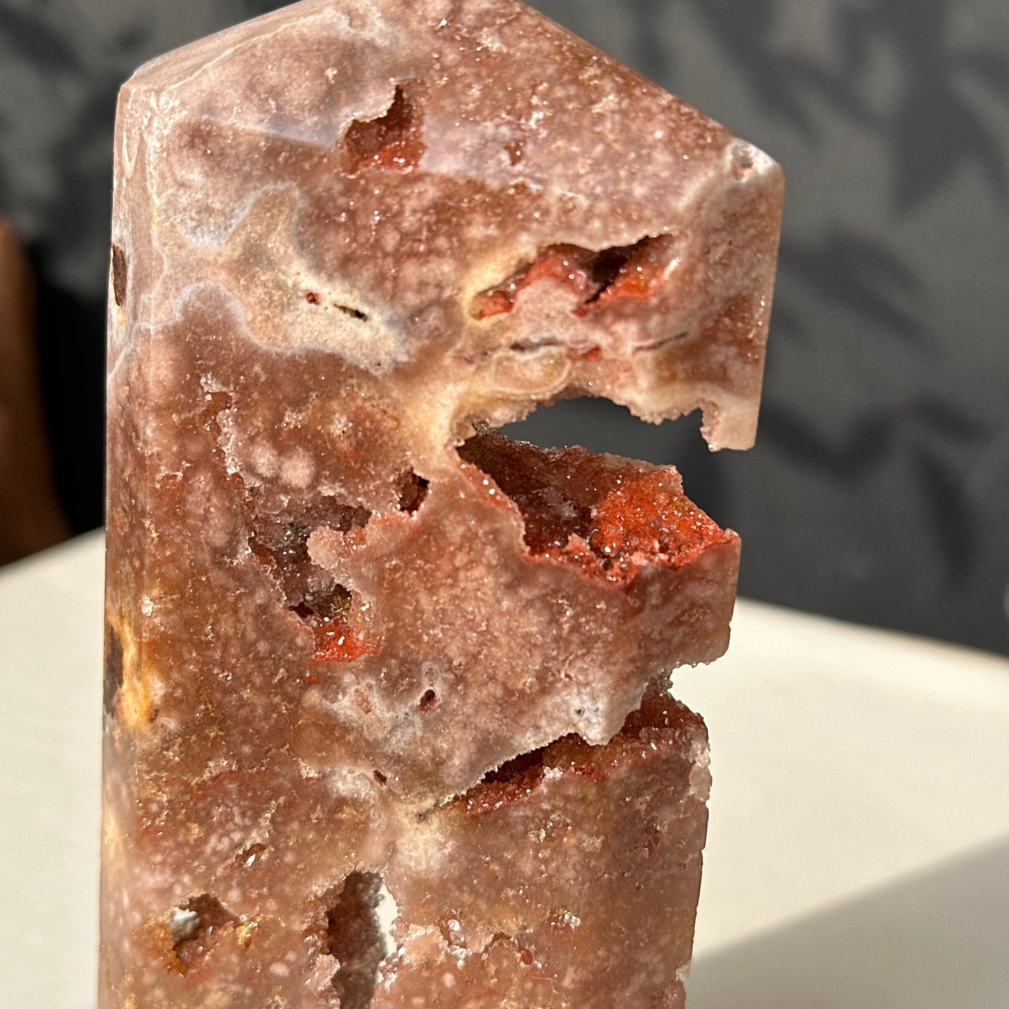 Brazilian Pink Amethyst Crystal Geode Natural Stone Decor Object