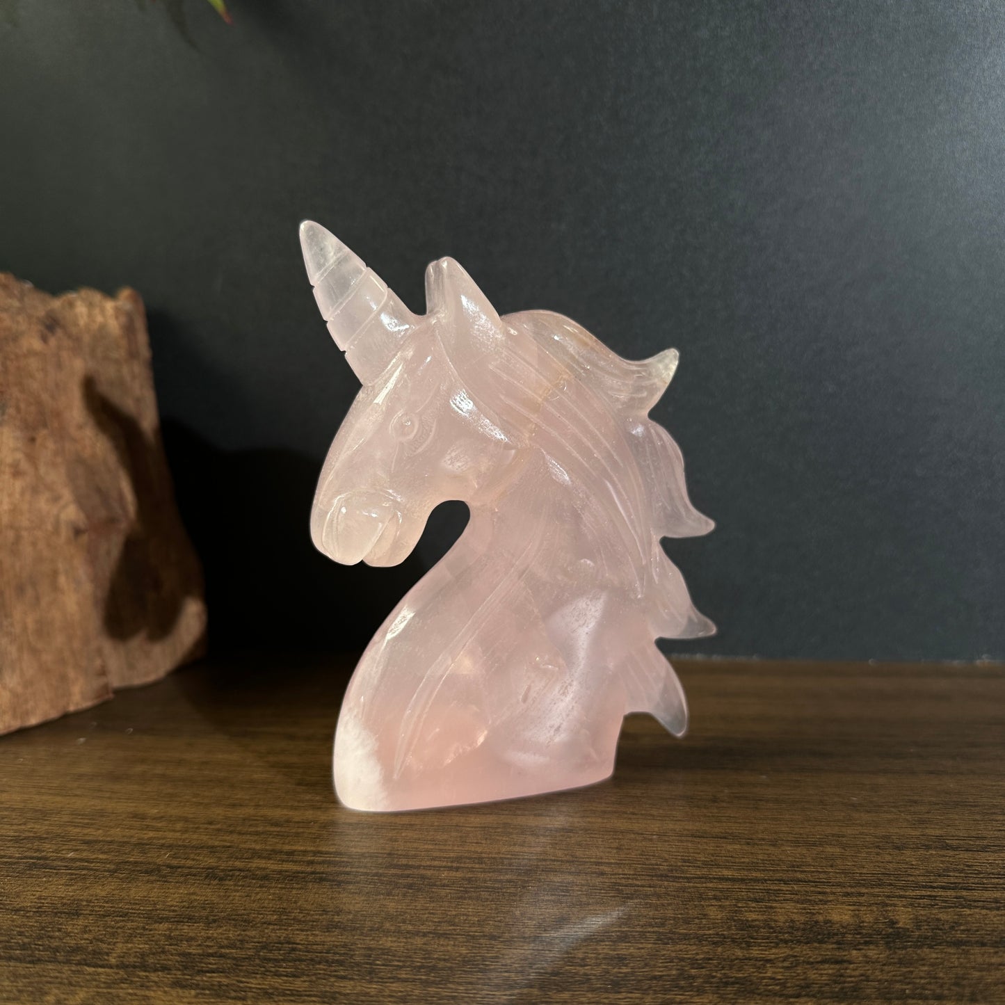 Natural Rose Quartz Unicorn Carving Display Stone One of a Kind