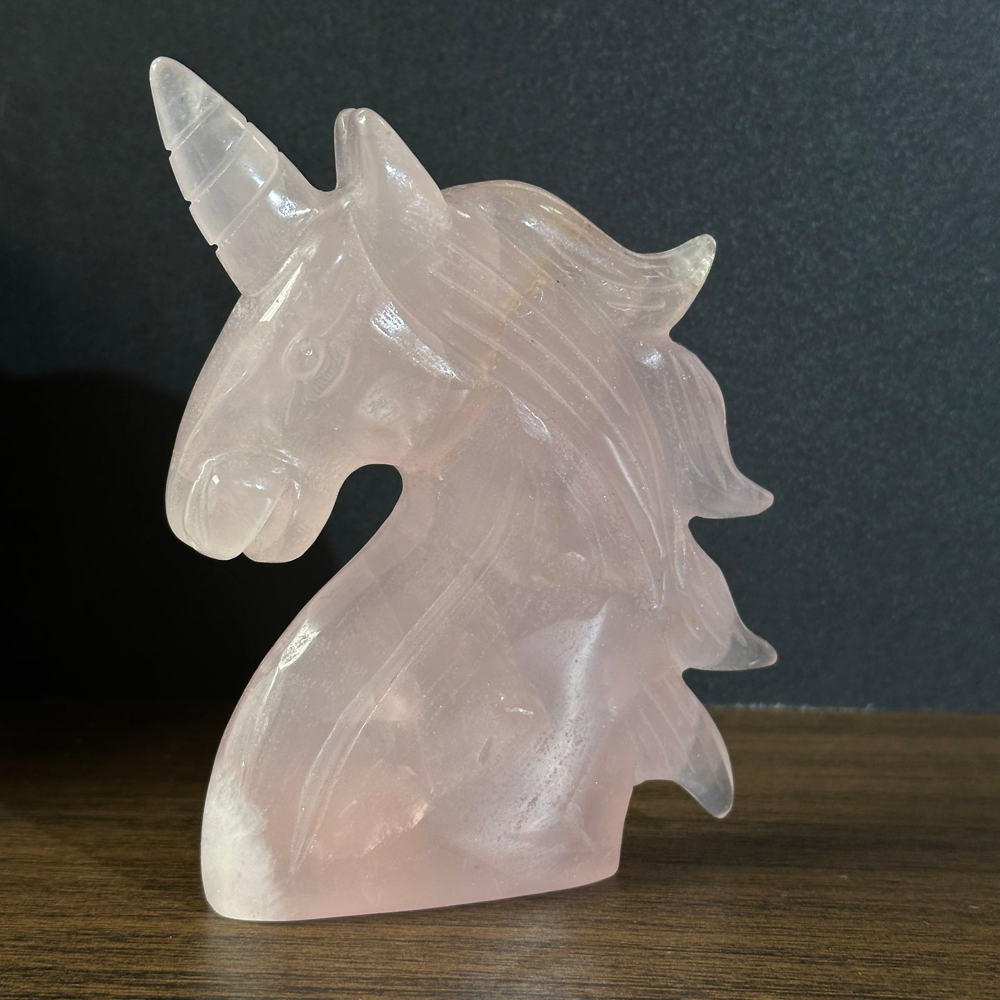 Natural Rose Quartz Unicorn Carving Display Stone One of a Kind