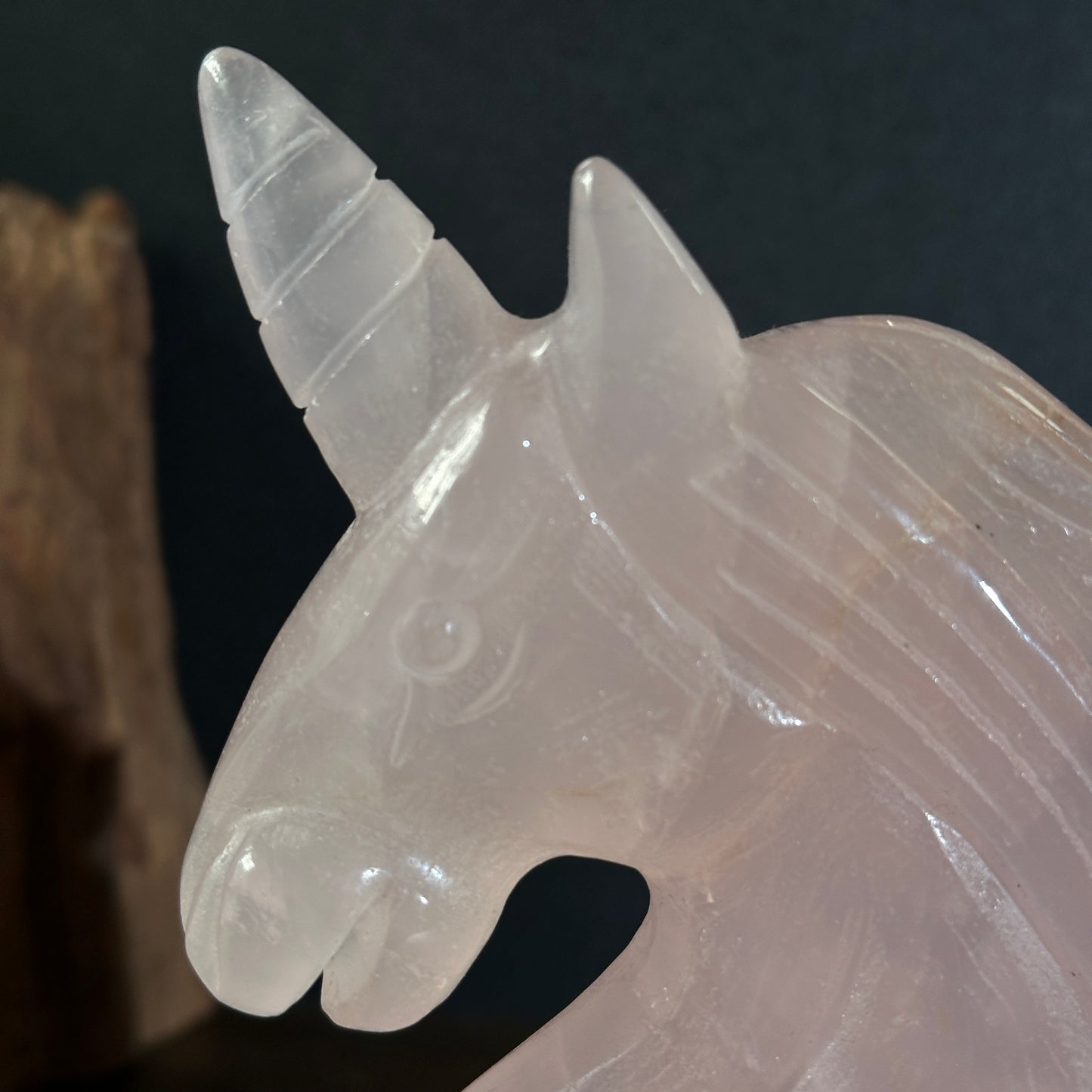 Natural Rose Quartz Unicorn Carving Display Stone One of a Kind