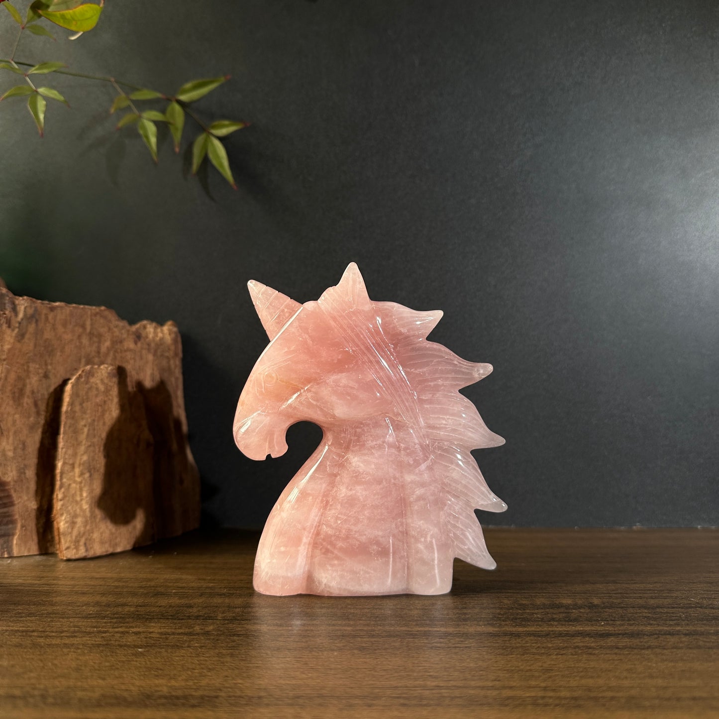 Natural Rose Quartz Unicorn Carving Display Stone One of a Kind