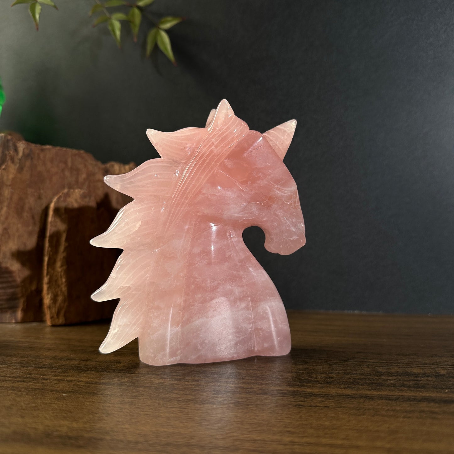 Natural Rose Quartz Unicorn Carving Display Stone One of a Kind