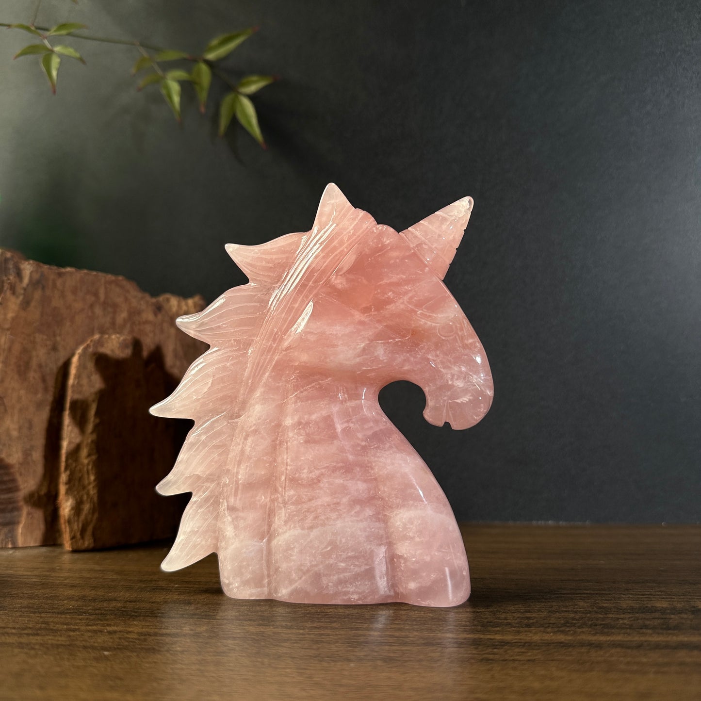 Natural Rose Quartz Unicorn Carving Display Stone One of a Kind