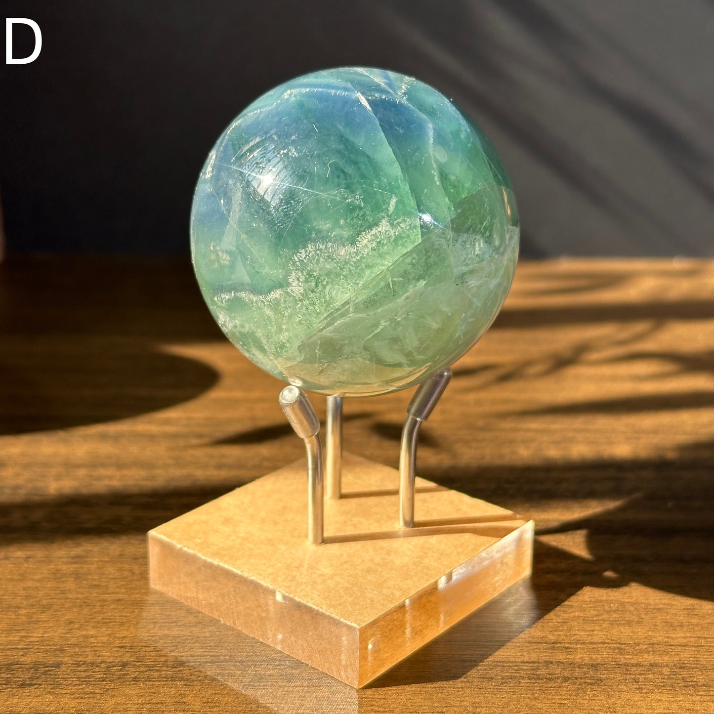 Natural Feather Fluorite Sphere Crystal Ball One of a Kind Display Stone