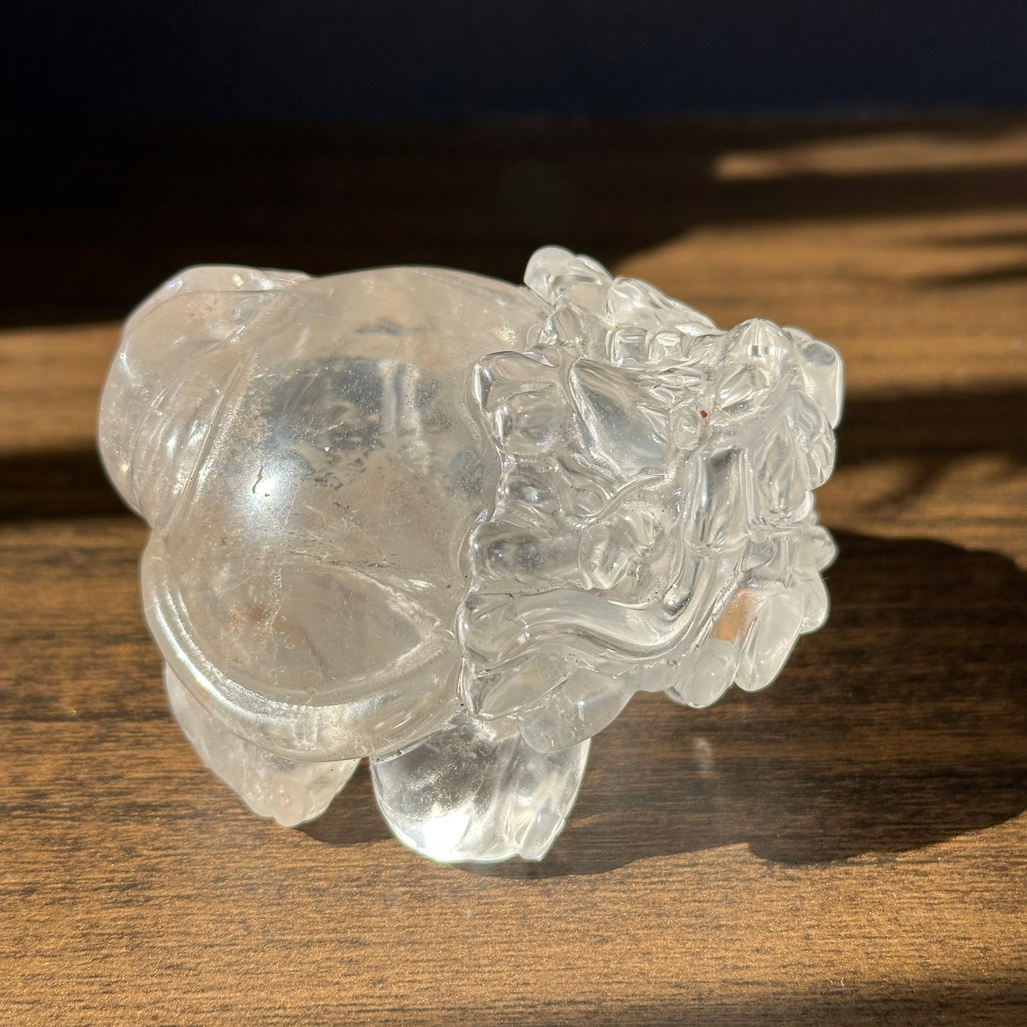Natural Clear Quartz Dragon Turtle Carving Display Stone One of a Kind