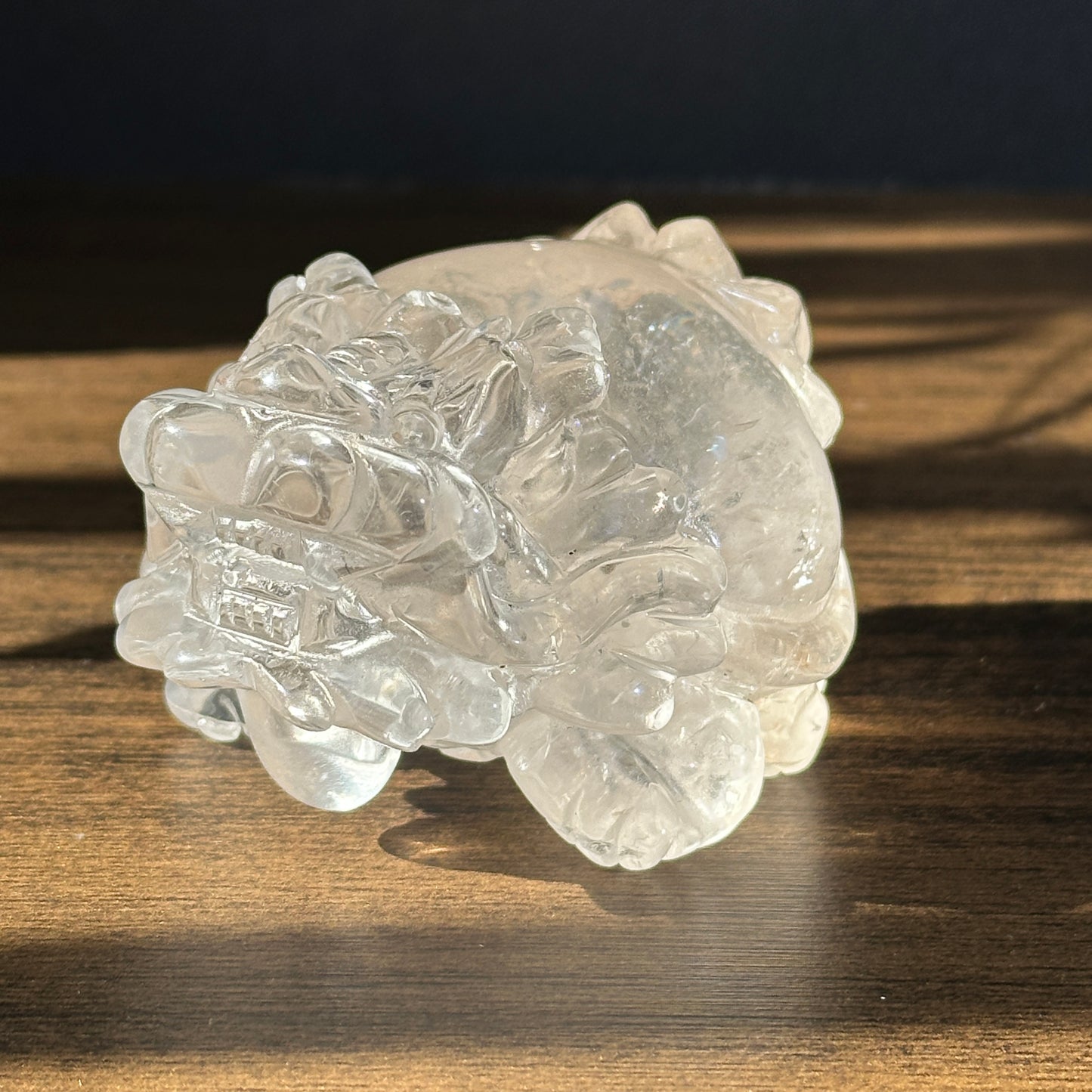 Natural Clear Quartz Dragon Turtle Carving Display Stone One of a Kind
