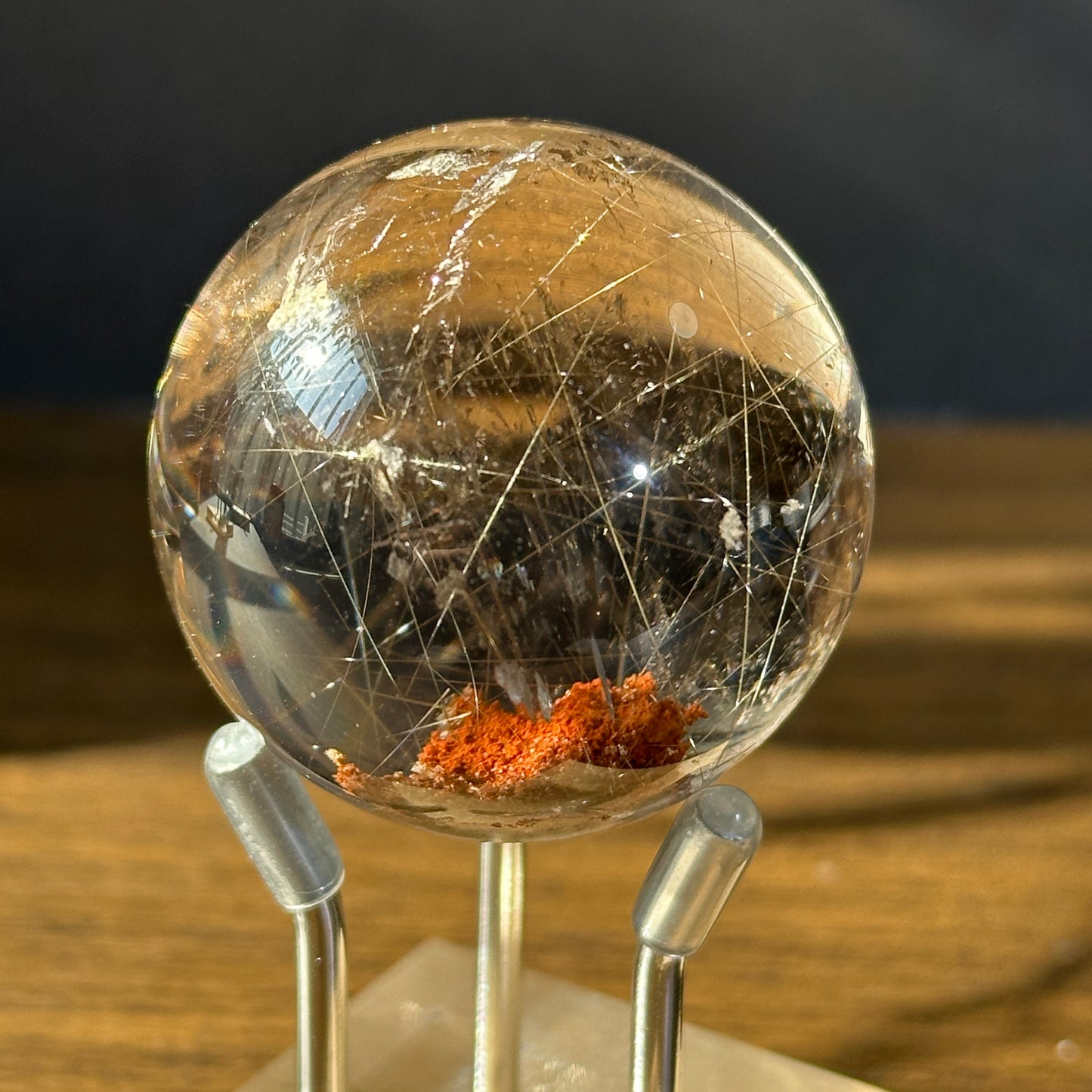 Natural Rutilated Quartz Sphere Ghost Inclusion Crystal Ball One of a Kind