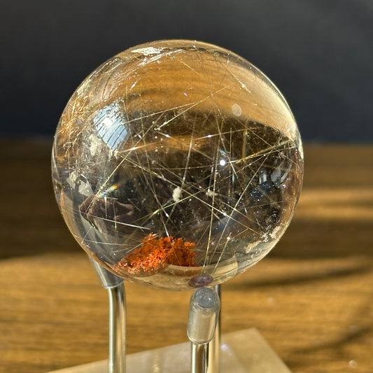 Natural Rutilated Quartz Sphere Ghost Inclusion Crystal Ball One of a Kind