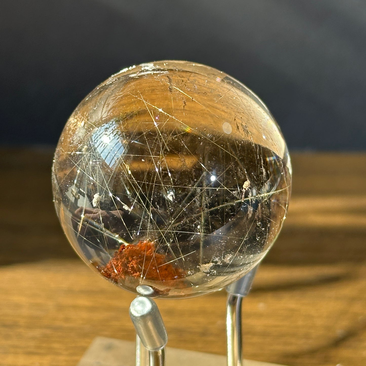 Natural Rutilated Quartz Sphere Ghost Inclusion Crystal Ball One of a Kind