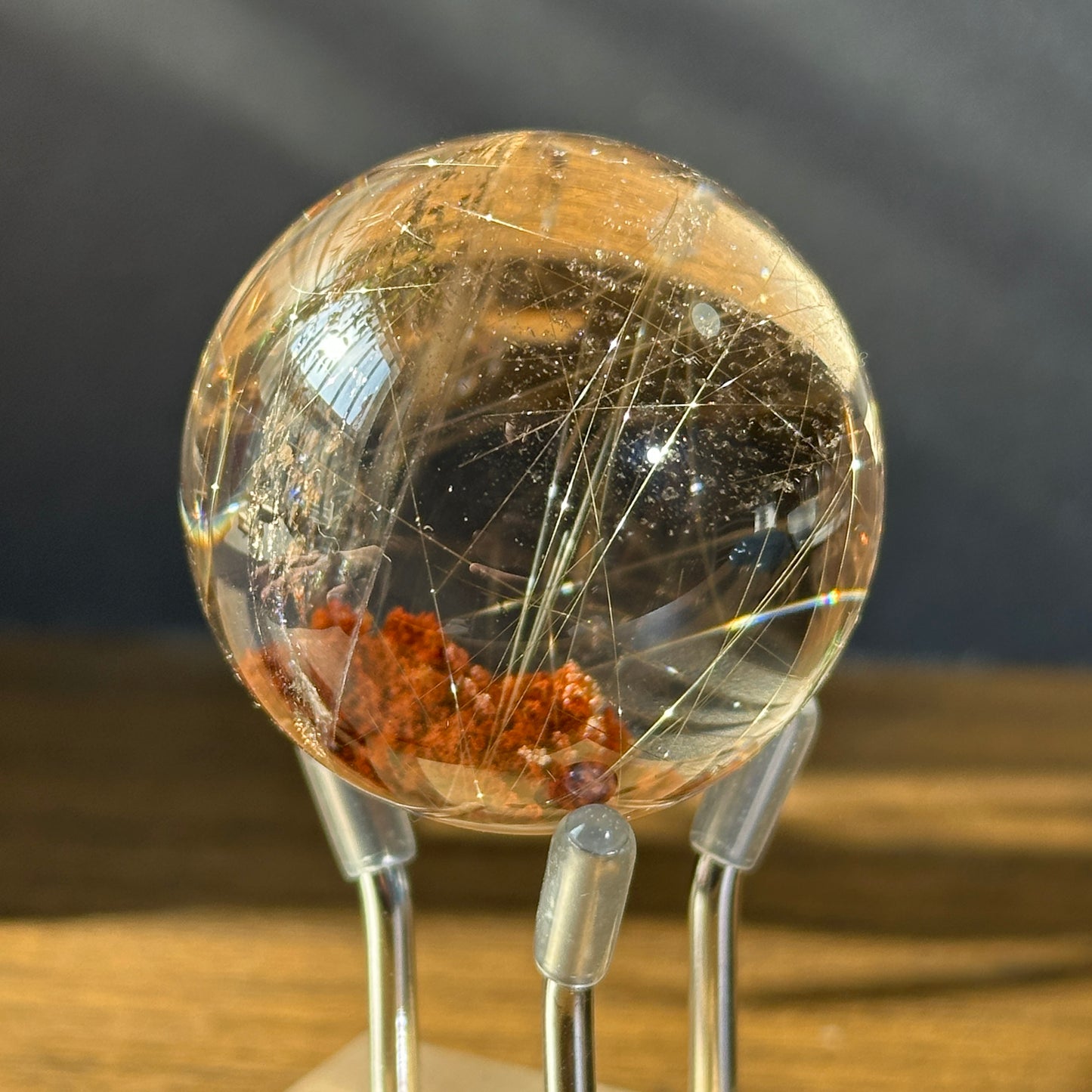 Natural Rutilated Quartz Sphere Ghost Inclusion Crystal Ball One of a Kind