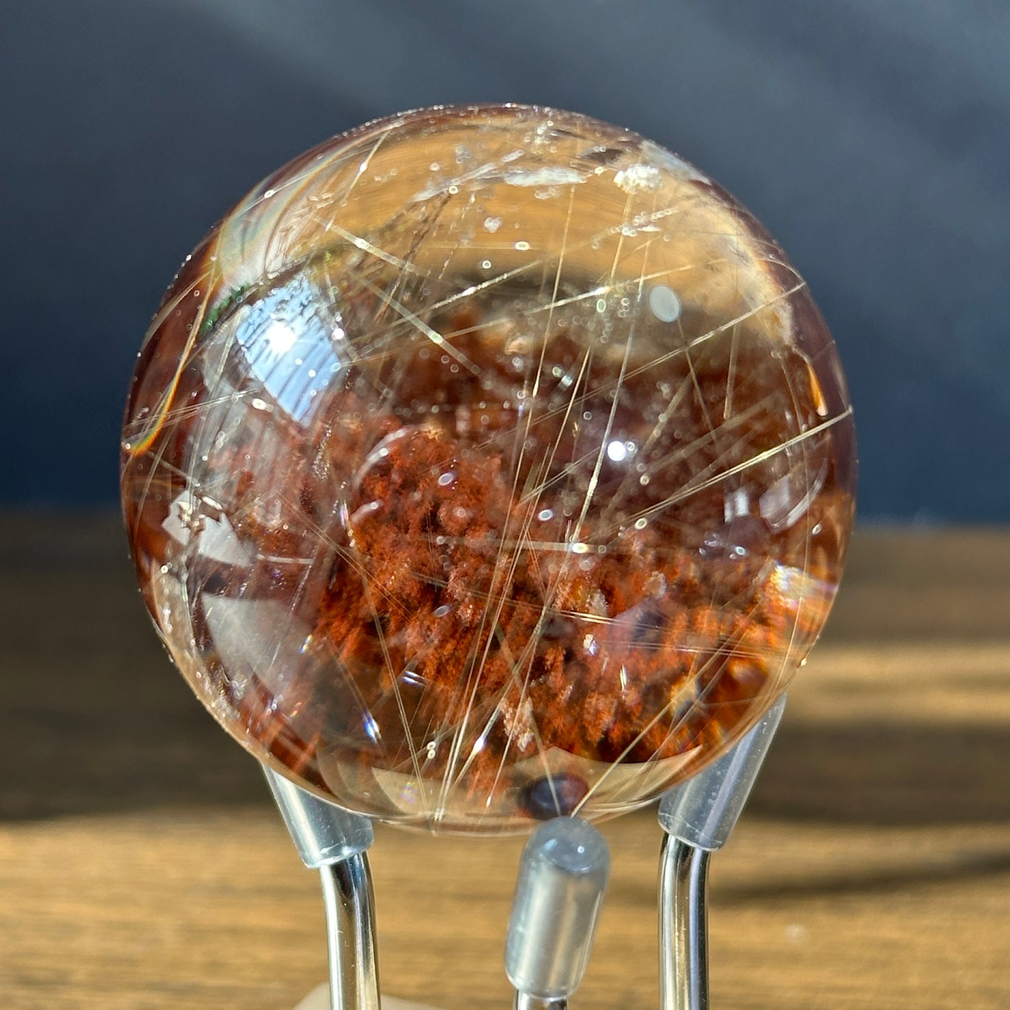 Natural Rutilated Quartz Sphere Ghost Inclusion Crystal Ball One of a Kind