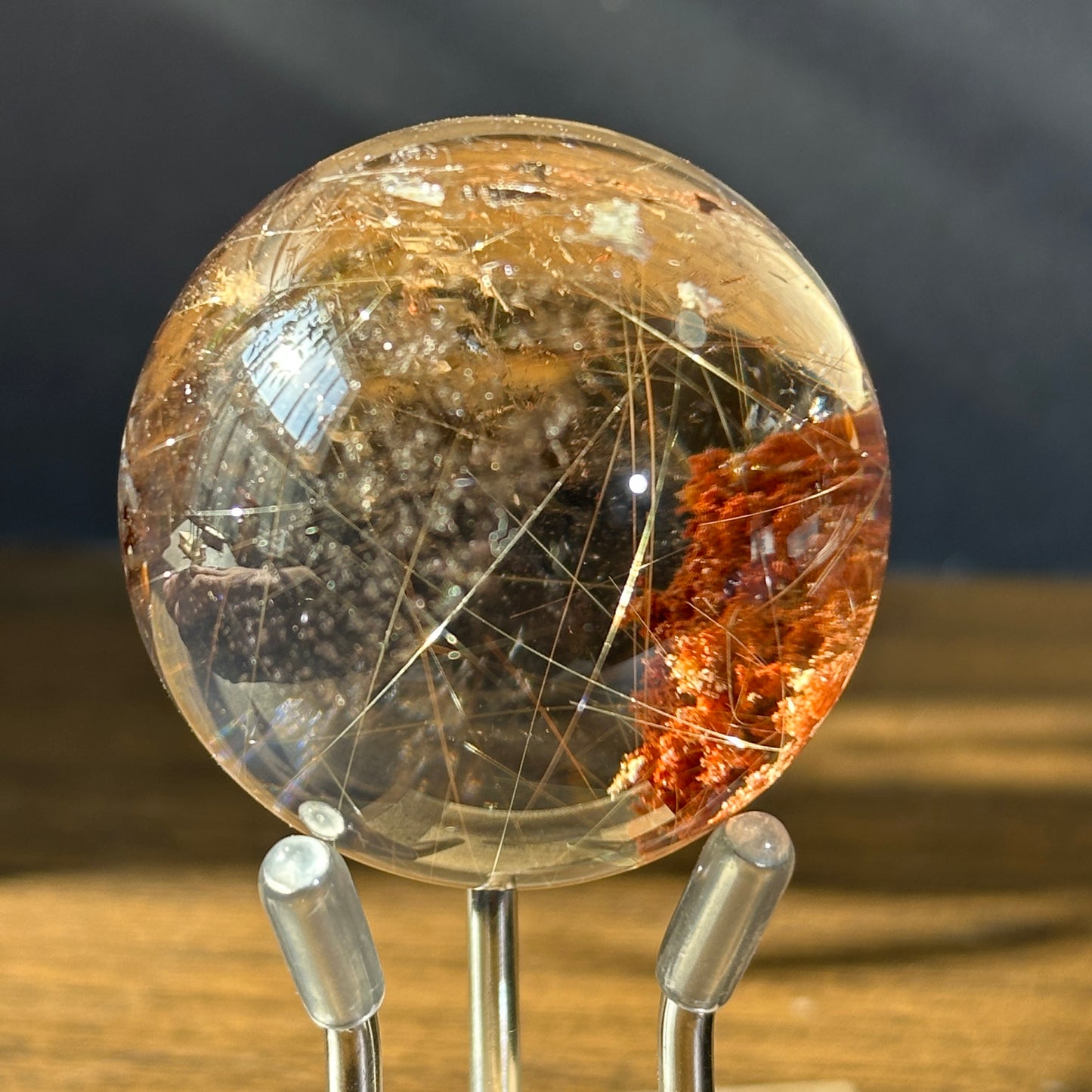 Natural Rutilated Quartz Sphere Ghost Inclusion Crystal Ball One of a Kind