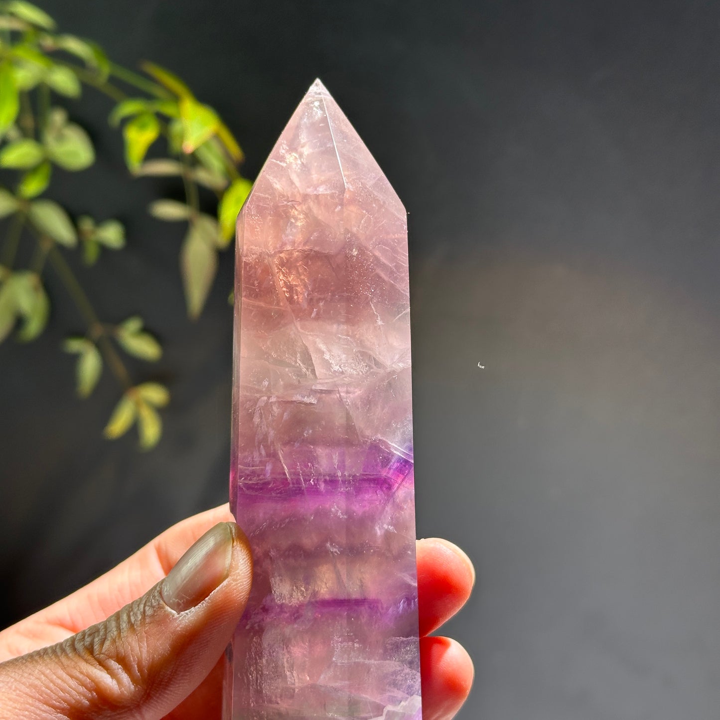 Natural Rainbow Fluorite Crystal Tower Point Polished Fluorite Pillar