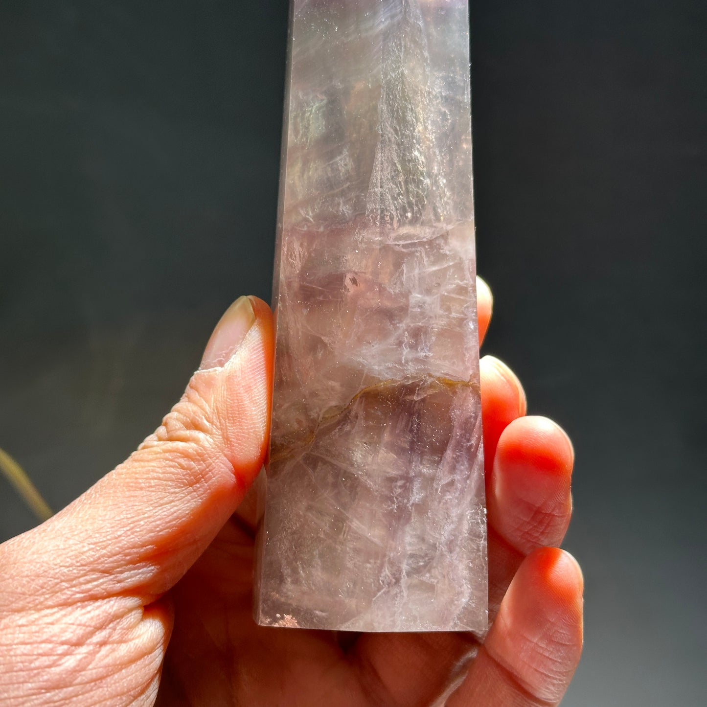 Natural Rainbow Fluorite Crystal Tower Point Polished Fluorite Pillar