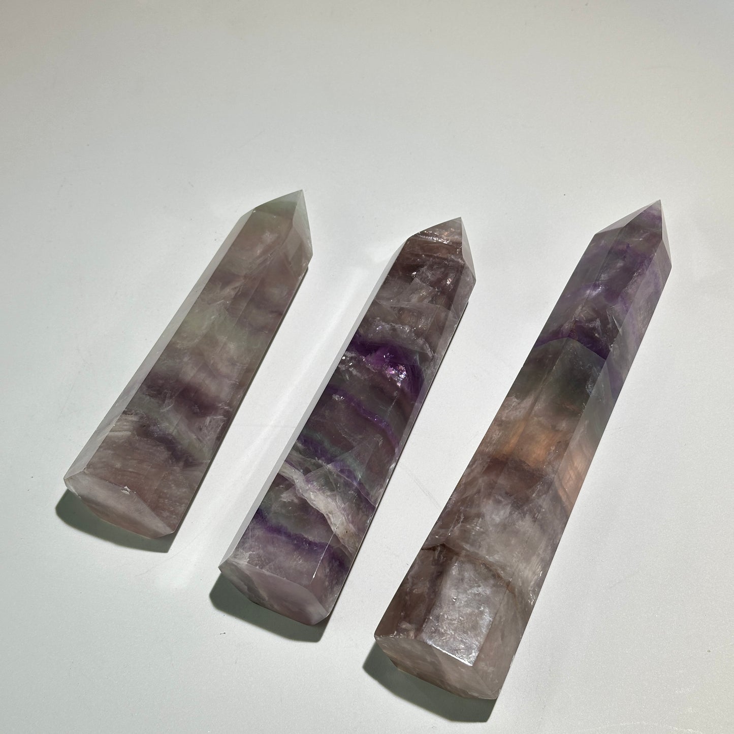 Natural Rainbow Fluorite Crystal Tower Point Polished Fluorite Pillar