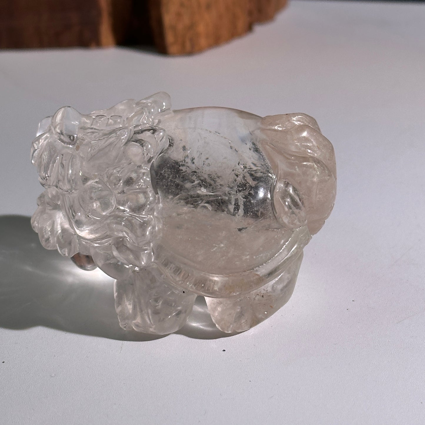 Natural Clear Quartz Dragon Turtle Carving Display Stone One of a Kind