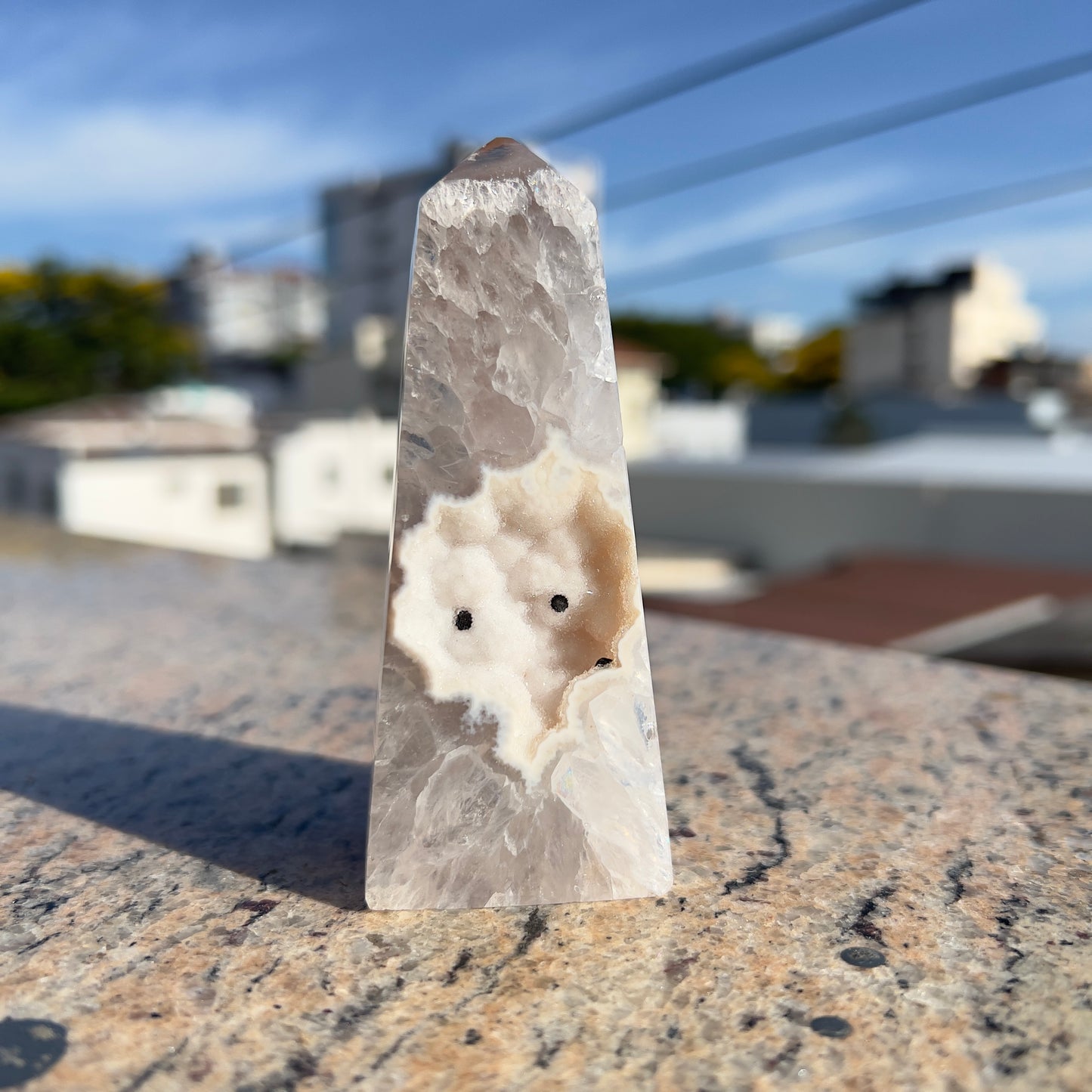 Brazilian Sugar Agate Tower | Natural Sugar Agate Crystal Point | Polished Agate Obelisk | One of a Kind