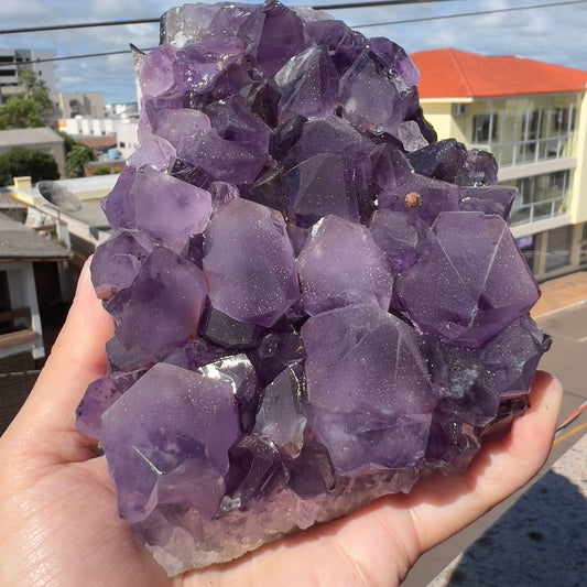 Raw Extra Dark Amethyst Cluster, Super Sparkly Sugar Amethyst Druzy Specimen, Deep Purple Crystal Decor, Exact Brazilian Crystal 2.35lb