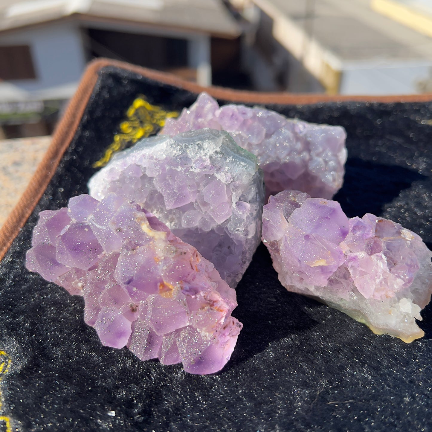 Set of 5 Raw Sugar Amethyst Crystals, Purple Druzy Specimen Lot, Brazilian Healing Stone Bulk, Exact Mineral Collection 1.28lb