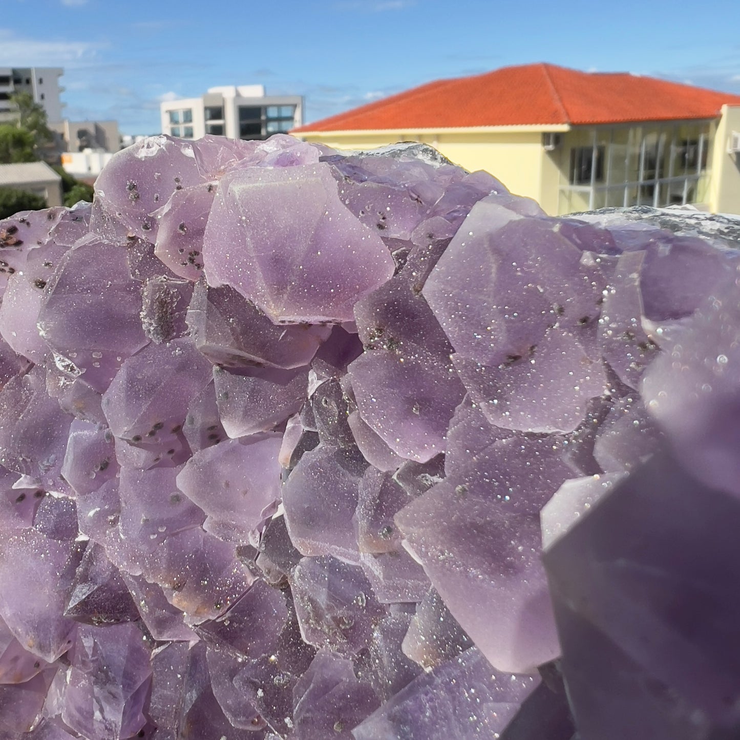 Extra Large Rutilated Amethyst Cluster with Calcite, Rare Sugar Druzy Specimen, Giant Purple Crystal Decor, Exact Brazilian Stone 7.12lb