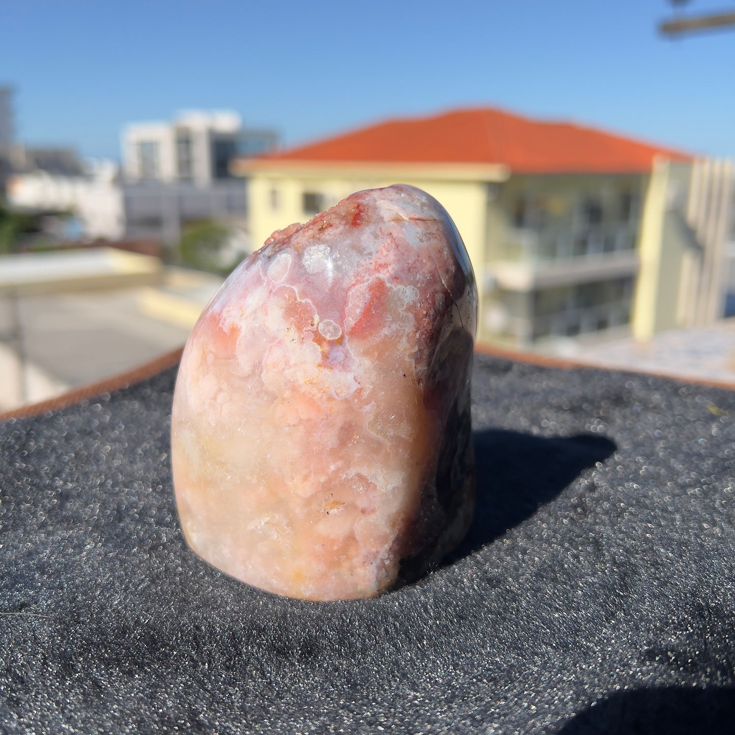 Brazilian Pink Amethyst Crystal on Stand, Dark Pink Druzy Geode, Heart Chakra Healing Decor, Romantic Bedroom Art, Love Stone Gift
