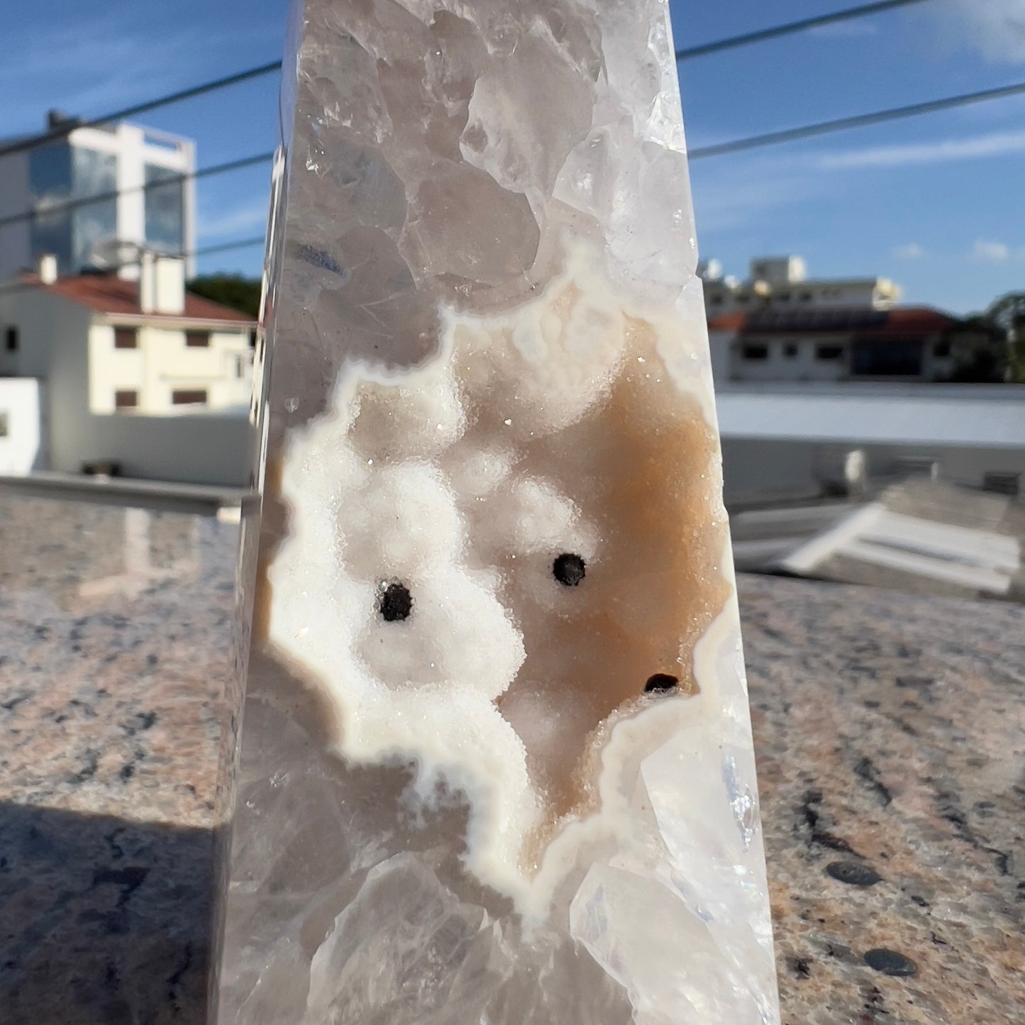 Brazilian Sugar Agate Tower | Natural Sugar Agate Crystal Point | Polished Agate Obelisk | One of a Kind