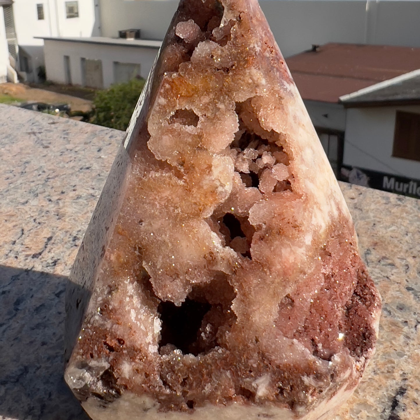 Natural Pink Amethyst Druzy Tower | Polished Pink Amethyst Geode Column | One of a Kind Crystal Decor