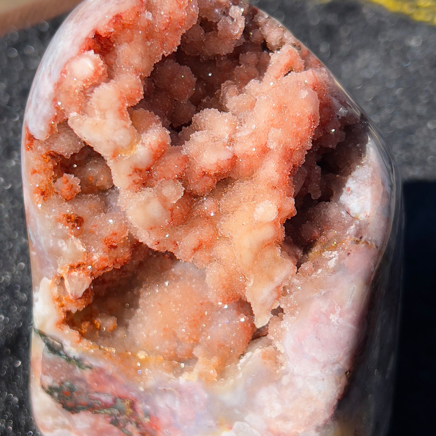 Brazilian Pink Amethyst Crystal on Stand, Dark Pink Druzy Geode, Heart Chakra Healing Decor, Romantic Bedroom Art, Love Stone Gift