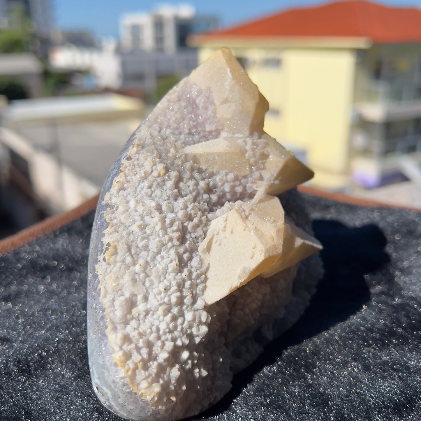Brazilian White Sugar Amethyst with Calcite | Natural Gummy Amethyst Specimen | Sugar Druzy Crystal | One of a Kind