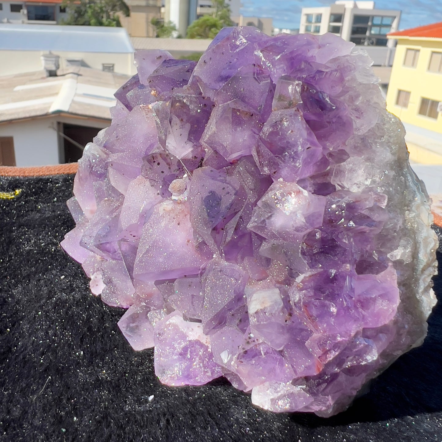 Raw Amethyst Cluster with Calcite, Sugar Amethyst Druzy Specimen, Large Purple Crystal Decor, Healing Stone, Exact Brazilian Crystal 1.95lb