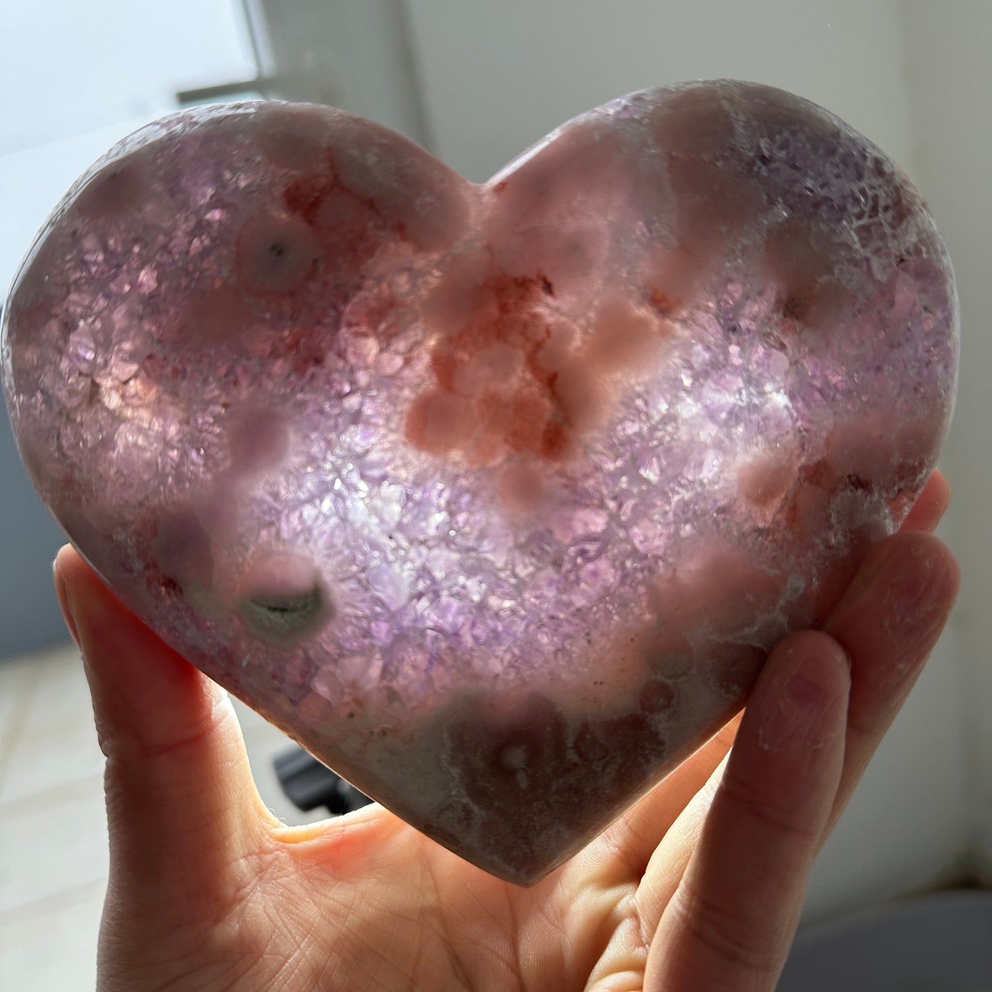 High Quality Brazilian Pink Amethyst Heart, Pink Purple Amethyst Crystal, One of a Kind Heart Specimen