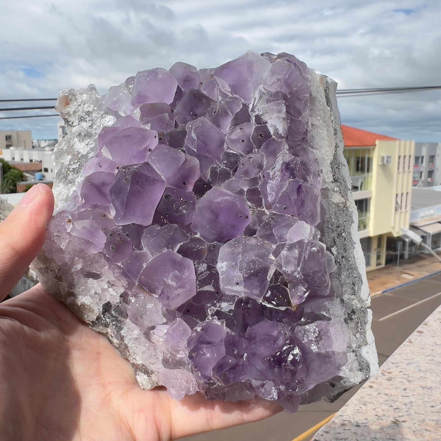 Raw Amethyst Cluster with Calcite, Sugar Amethyst Druzy Specimen, Purple Crystal Decor, Healing Stone, Exact Brazilian Crystal 2.79lb