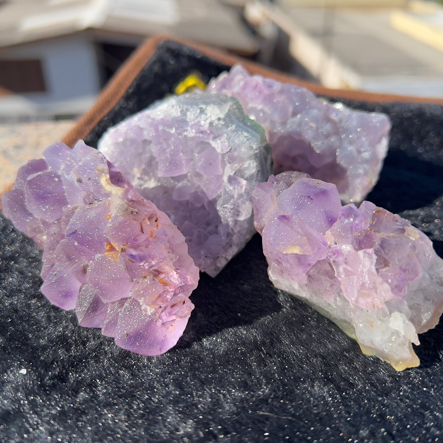 Set of 5 Raw Sugar Amethyst Crystals, Purple Druzy Specimen Lot, Brazilian Healing Stone Bulk, Exact Mineral Collection 1.28lb