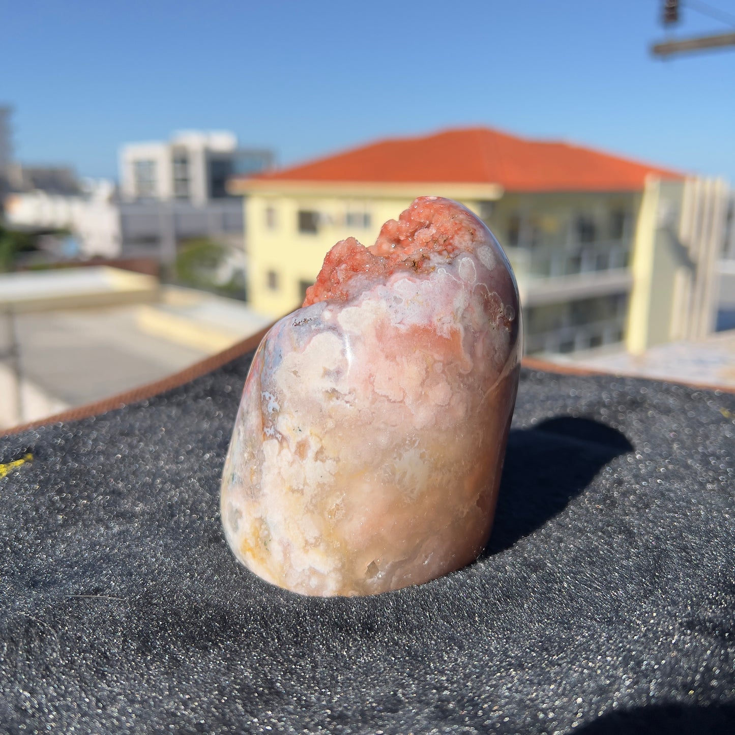 Brazilian Pink Amethyst Crystal on Stand, Dark Pink Druzy Geode, Heart Chakra Healing Decor, Romantic Bedroom Art, Love Stone Gift