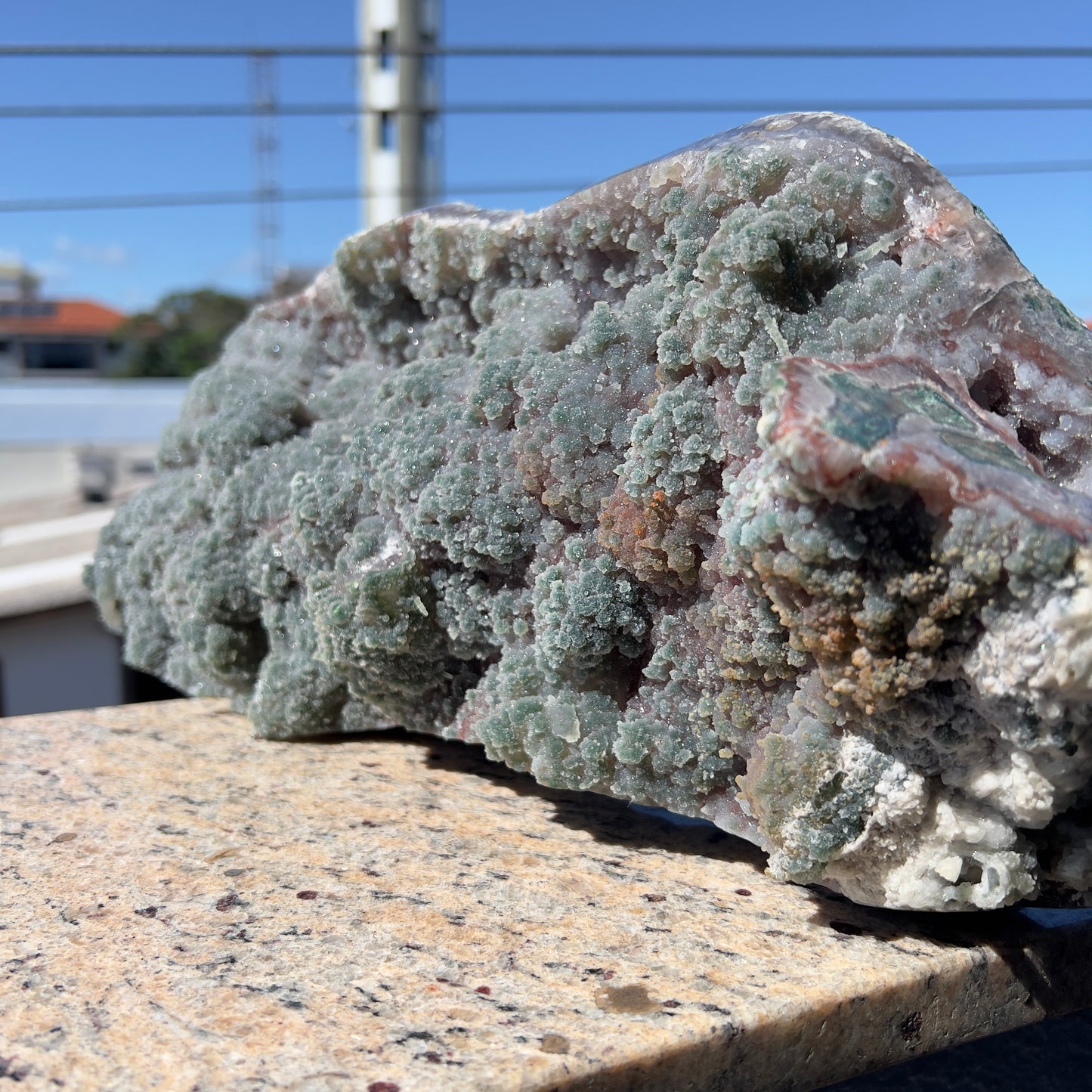 Rare Brazilian Red & Green Sugar Amethyst with Agate | Natural Gummy Crystal Specimen | Large One of a Kind Collector Piece